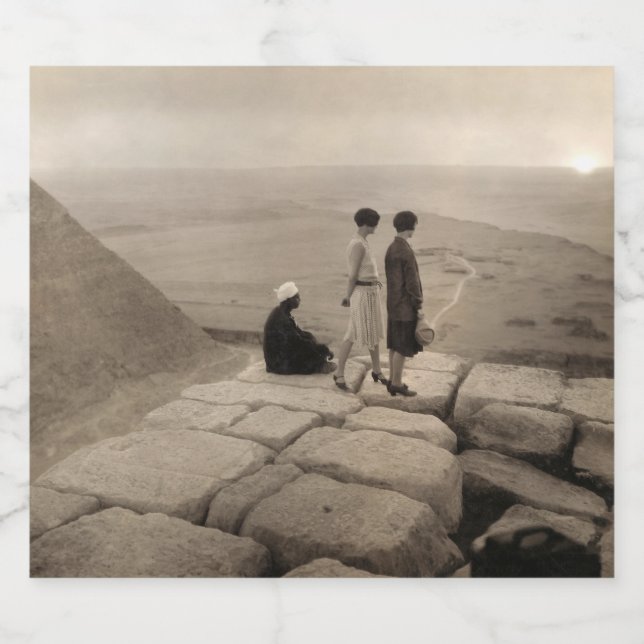 Flapper Girls Sunrise Khufu Pyramid, Egypt 1920  Beer Bottle Label (Single Label)