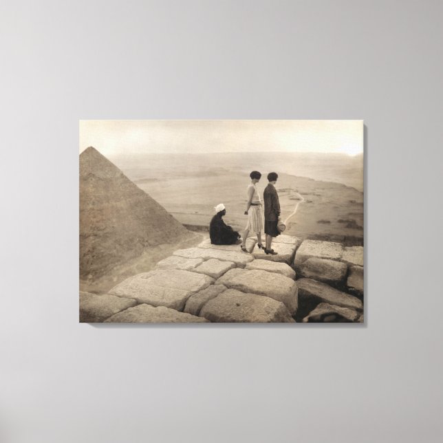 Flapper Girls Sunrise Khufu Pyramid, Egypt 1920  Canvas Print (Front)