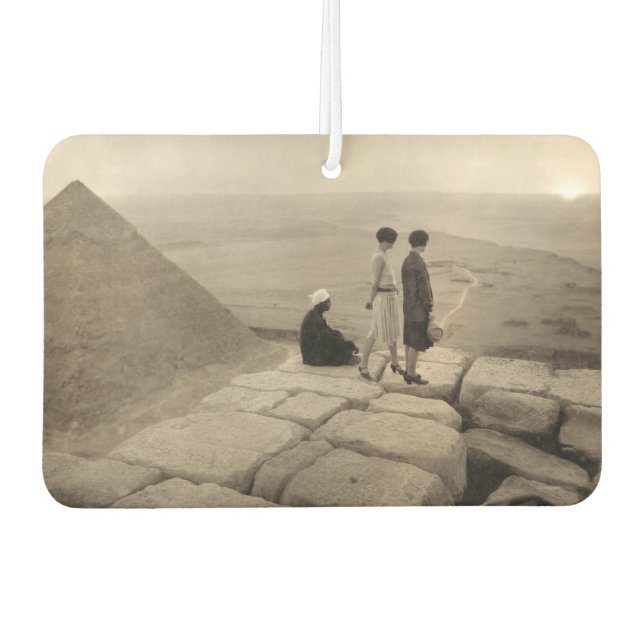 Flapper Girls Sunrise Khufu Pyramid, Egypt 1920  Car Air Freshener (Front)