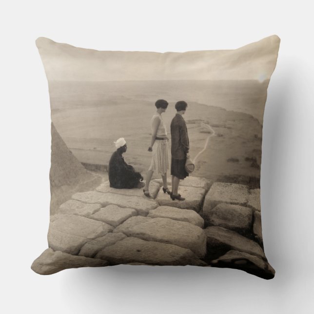 Flapper Girls Sunrise Khufu Pyramid, Egypt 1920  Cushion (Front)