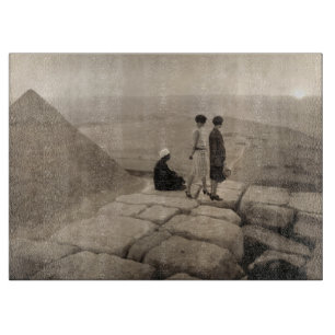 Flapper Girls Sunrise Khufu Pyramid, Egypt 1920  Cutting Board
