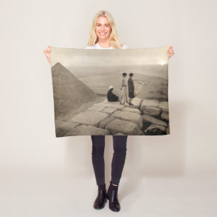 Flapper Girls Sunrise Khufu Pyramid, Egypt 1920  Fleece Blanket