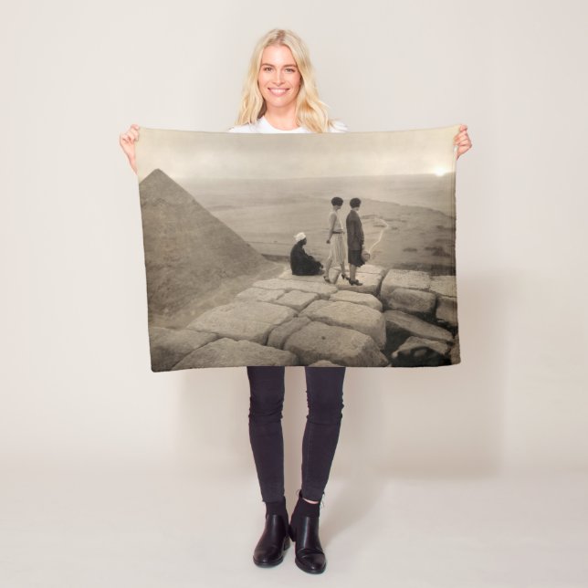 Flapper Girls Sunrise Khufu Pyramid, Egypt 1920  Fleece Blanket (In Situ)