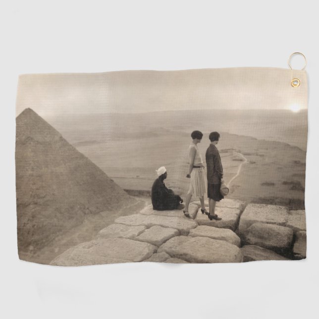 Flapper Girls Sunrise Khufu Pyramid, Egypt 1920  Golf Towel (Horizontal)