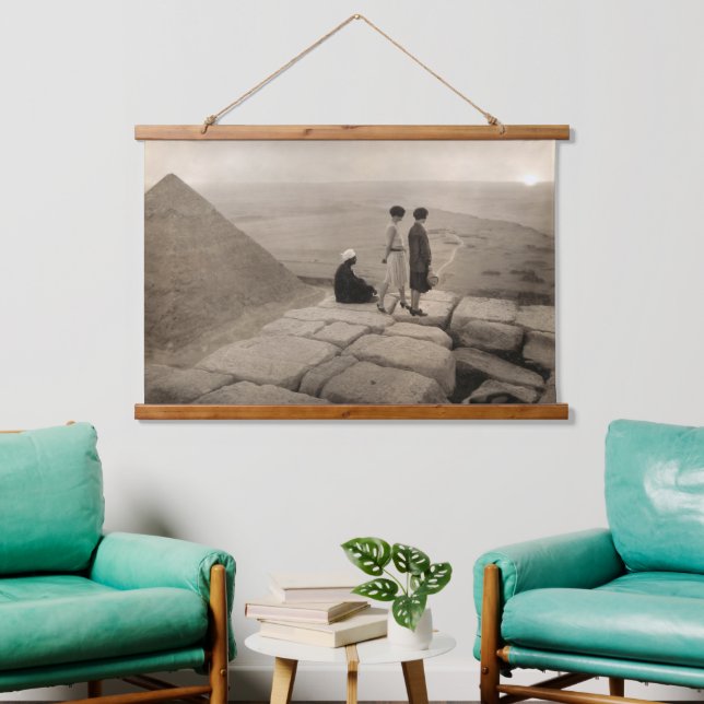 Flapper Girls Sunrise Khufu Pyramid, Egypt 1920  Hanging Tapestry (Living Room)
