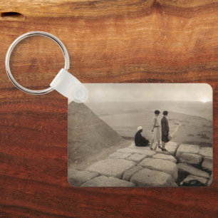 Flapper Girls Sunrise Khufu Pyramid, Egypt 1920  Key Ring