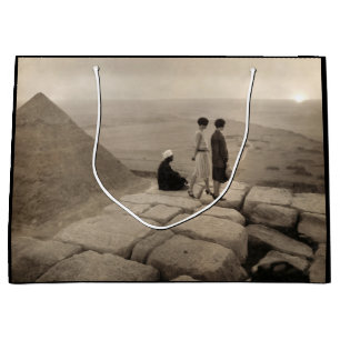 Flapper Girls Sunrise Khufu Pyramid, Egypt 1920  Large Gift Bag