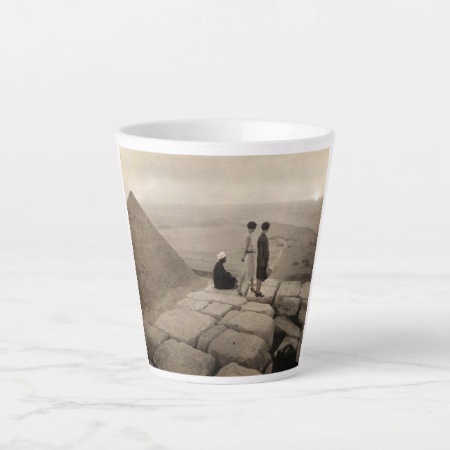 Flapper Girls Sunrise Khufu Pyramid, Egypt 1920  Latte Mug (Front)