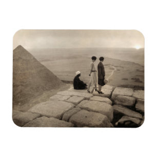 Flapper Girls Sunrise Khufu Pyramid, Egypt 1920  Magnet