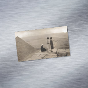 Flapper Girls Sunrise Khufu Pyramid, Egypt 1920  Magnetic Business Card