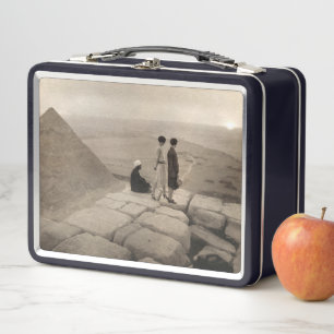 Flapper Girls Sunrise Khufu Pyramid, Egypt 1920 Metal Lunch Box