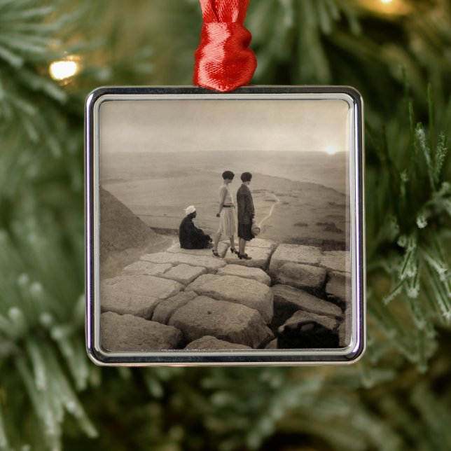 Flapper Girls Sunrise Khufu Pyramid, Egypt 1920  Metal Tree Decoration (Tree)