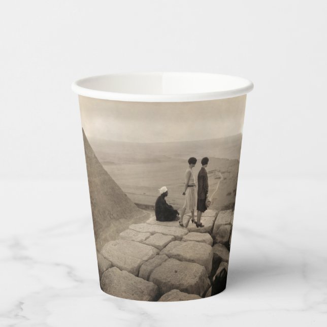 Flapper Girls Sunrise Khufu Pyramid, Egypt 1920  Paper Cups (Left)