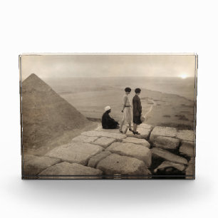 Flapper Girls Sunrise Khufu Pyramid, Egypt 1920  Photo Block