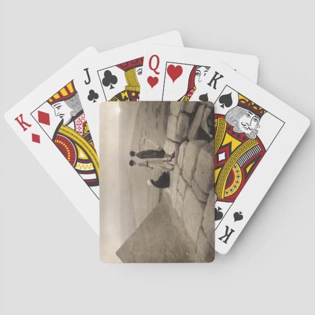 Flapper Girls Sunrise Khufu Pyramid, Egypt 1920  Playing Cards (Back)