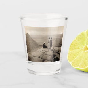 Flapper Girls Sunrise Khufu Pyramid, Egypt 1920  Shot Glass