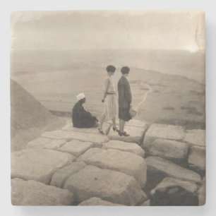 Flapper Girls Sunrise Khufu Pyramid, Egypt 1920  Stone Coaster