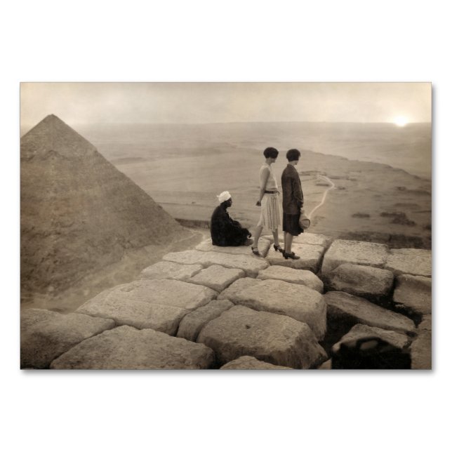 Flapper Girls Sunrise Khufu Pyramid, Egypt 1920  Table Number (Front)