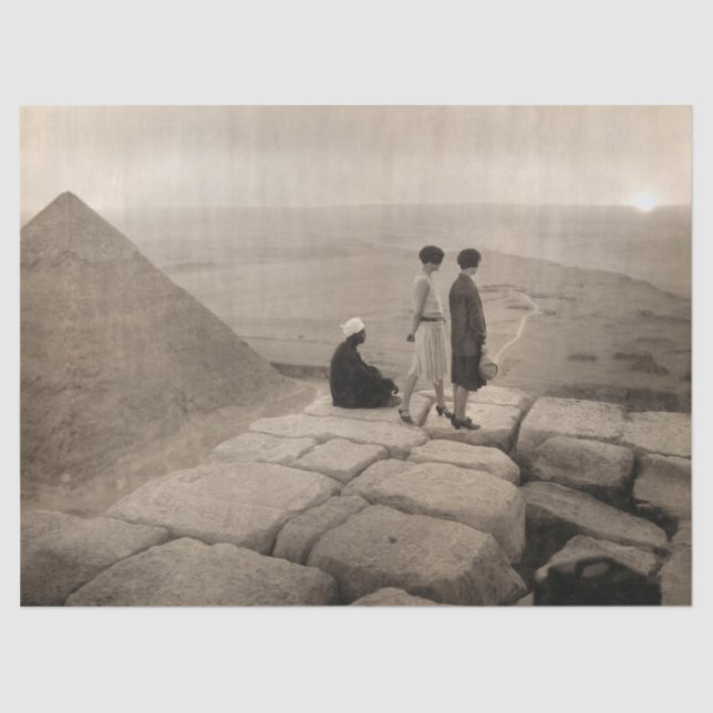 Flapper Girls Sunrise Khufu Pyramid, Egypt 1920  Tissue Paper (Front)