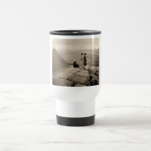 Flapper Girls Sunrise Khufu Pyramid, Egypt 1920  Travel Mug