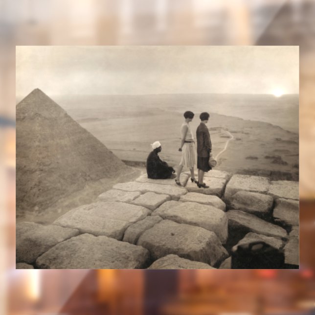 Flapper Girls Sunrise Khufu Pyramid, Egypt 1920  Window Cling (Sheet 2)