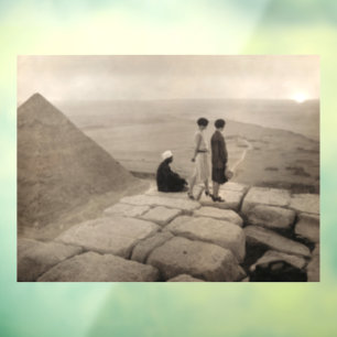 Flapper Girls Sunrise Khufu Pyramid, Egypt 1920  Window Cling
