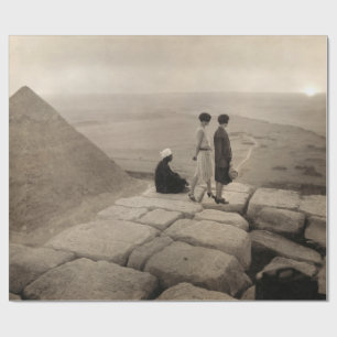 Flapper Girls Sunrise Khufu Pyramid, Egypt 1920  Wrapping Paper