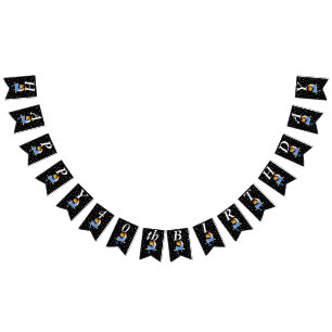 Flapper Red Hair on Shelf White Stars Birthday Bunting