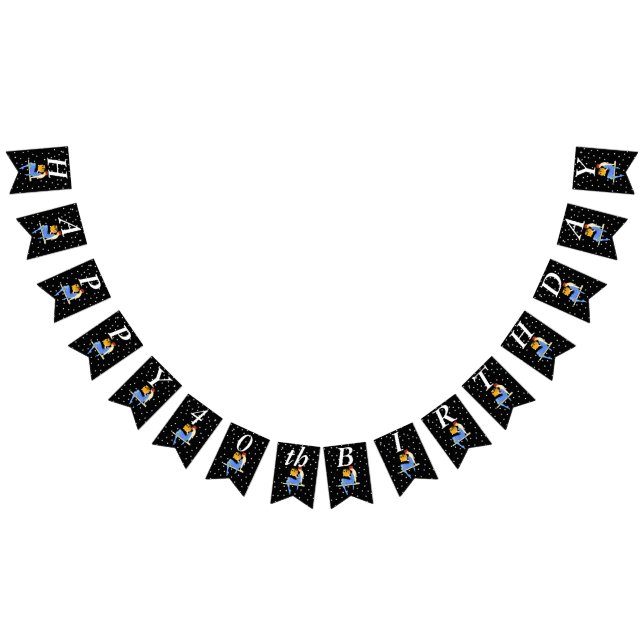 Flapper Red Hair on Shelf White Stars Birthday Bunting (All)