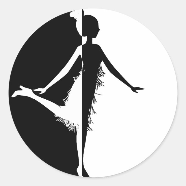 Flapper Silhouette Classic Round Sticker (Front)