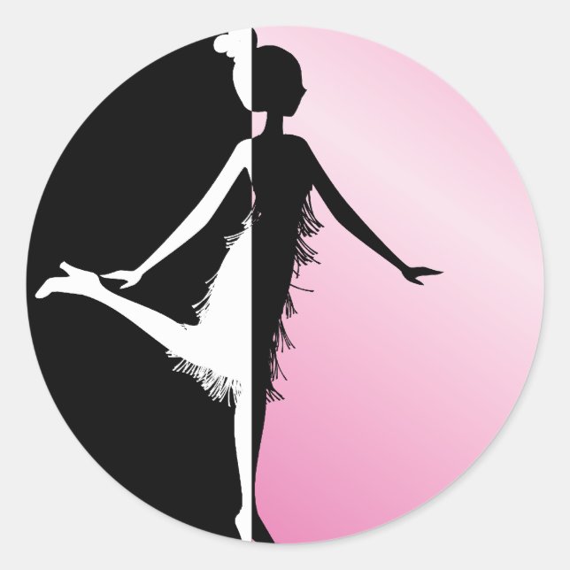 Flapper Silhouette Classic Round Sticker (Front)