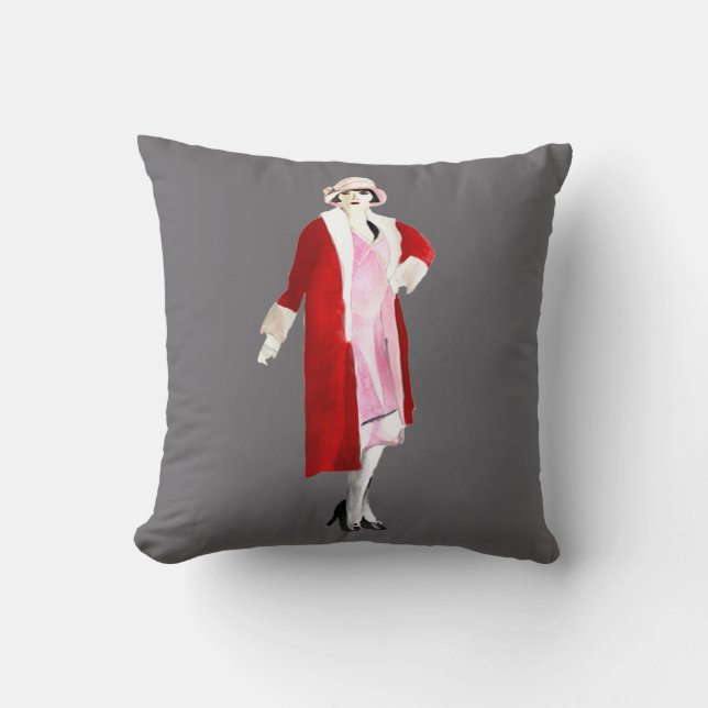 Flapper vintage fashion lady roaring twenties cushion (Front)