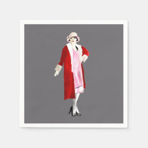 Flapper vintage fashion lady roaring twenties napkin
