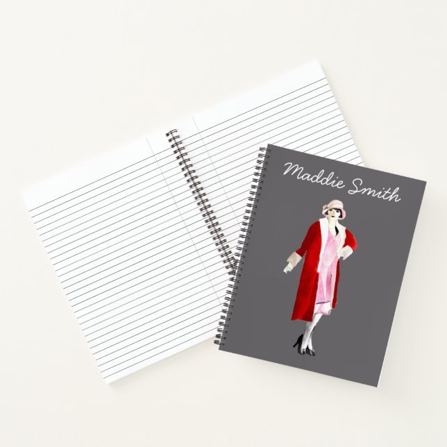 Flapper vintage fashion lady roaring twenties notebook (Inside)