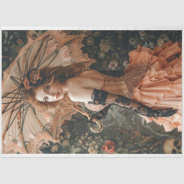 Flapper Vintage Lady Roaring 20's Decoupage  Tissue Paper (Front)