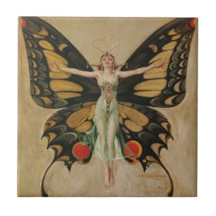 FlapperButterfly Flying Woman Illustration Classic Tile