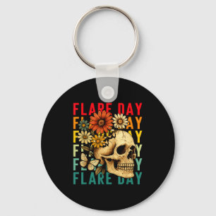 Flare Day Fibromyalgia Dysautonomia Skull Invisibl Key Ring