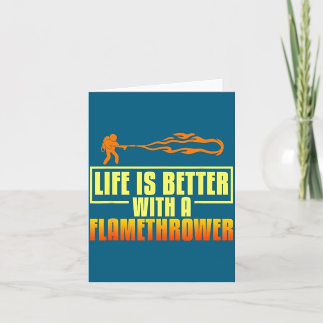 Flarower Gun Fire Thrower Flame Wean Quotes  Card (Front)