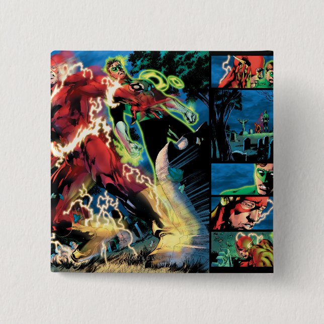 Flash and Green Lantern Panel 15 Cm Square Badge (Front)