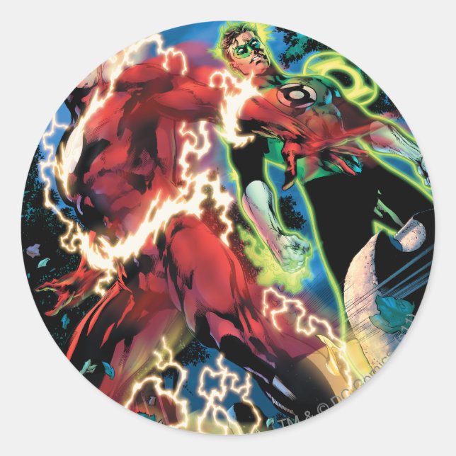 Flash and Green Lantern Panel Classic Round Sticker (Front)