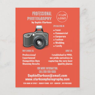 Flash Camera Icon, Photographer, Photography Hire Flyer