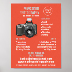 Flash Camera Icon, Photographer, Photography Hire Poster