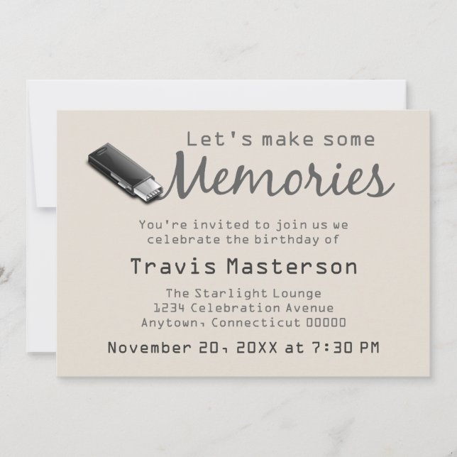 Flash Drive Birthday Party Invite (Front)
