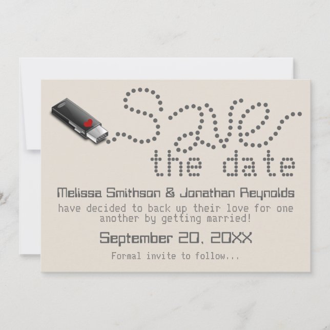 Flash Drive Save the Date Announcement (Front)