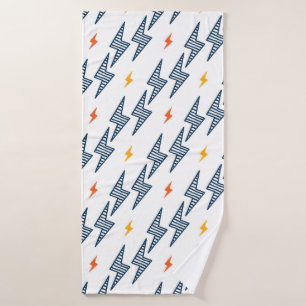 Flash. Lightning Bolts Seamless Pattern. Backgroun Bath Towel