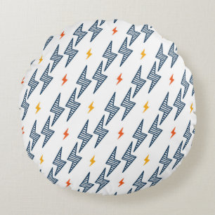 Flash. Lightning Bolts Seamless Pattern. Backgroun Round Cushion