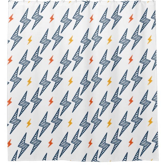 Flash. Lightning Bolts Seamless Pattern. Backgroun Shower Curtain (Front)