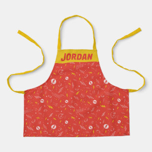 Flash Lightning Icon and Doodle Pattern Apron