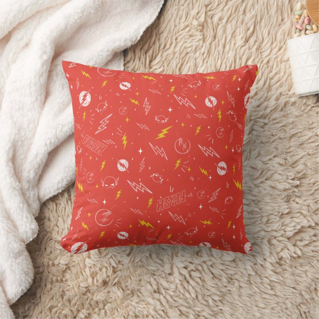 Flash Lightning Icon and Doodle Pattern Cushion (Blanket)