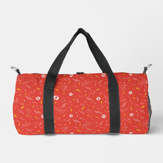 Flash Lightning Icon and Doodle Pattern Duffle Bag (Front)